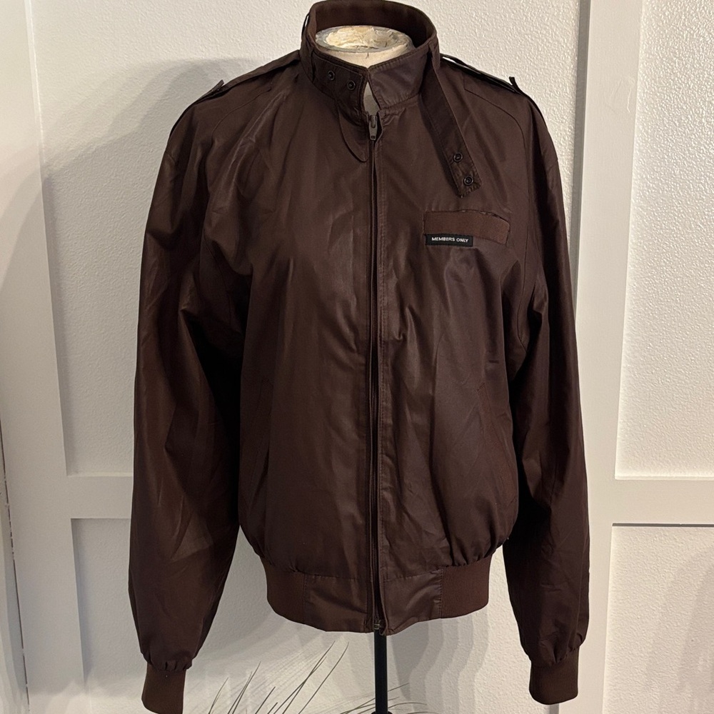 Vintage 80’s brown men’s MEMBERs ONLY Thailand zip up jacket sz 42 EUC